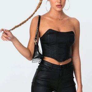 Edikted Faux Leather Corset Top